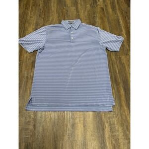 Peter Millar Summer Comfort Mens Large Polo Shirt Purple Striped EZGO Golf Top